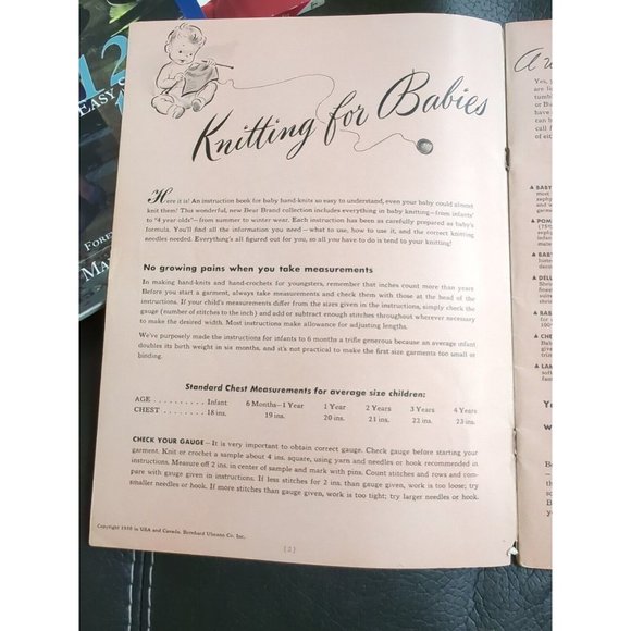 Bear Brand Baby Book 339 Knit and Crochet Patterns / Infants to 4 Years 1950 - Picture 3 of 4